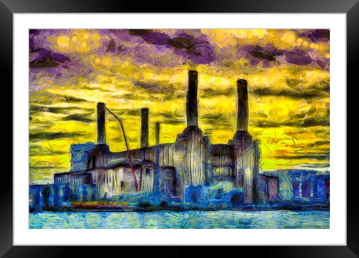 Battersea Power Station Sunset Art Framed Mounted Print by David Pyatt