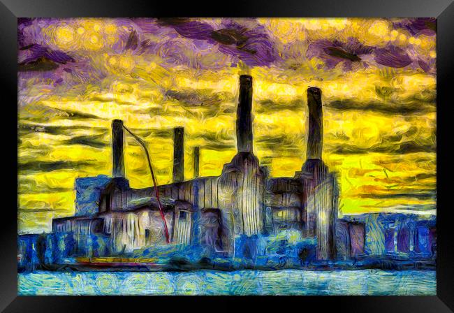 Battersea Power Station Sunset Art Framed Print by David Pyatt
