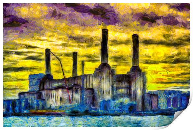 Battersea Power Station Sunset Art Print by David Pyatt