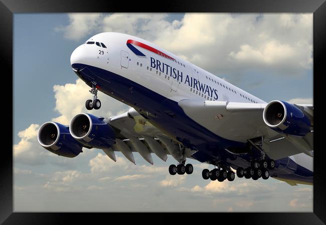British Airways Airbus A380 Framed Print by J Biggadike