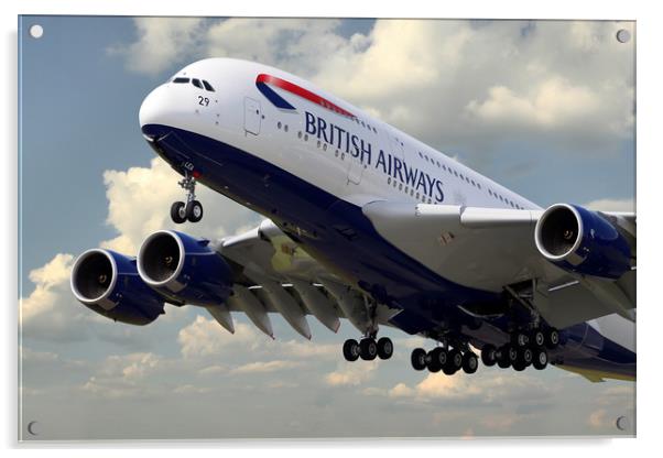 British Airways Airbus A380 Acrylic by J Biggadike