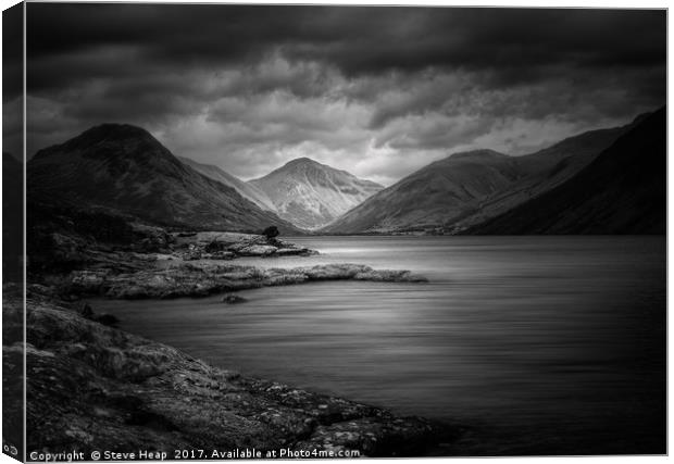 Moody black and white photo of Wastwater in Englis Canvas Print by Steve Heap