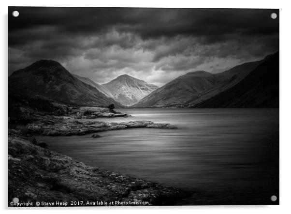 Moody black and white photo of Wastwater in Englis Acrylic by Steve Heap
