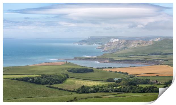 The view from Swyre Head in Purbeck. Print by Mark Godden