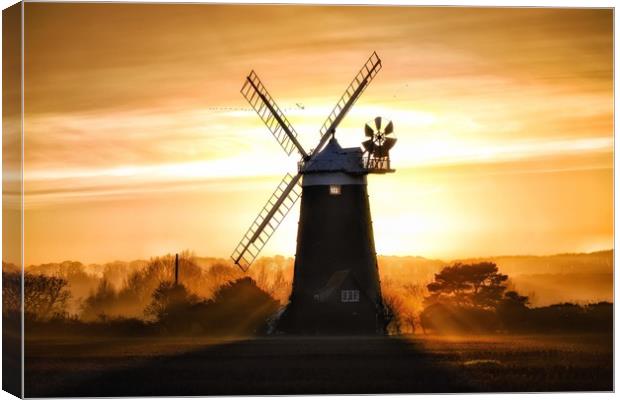 Burnham Overy Staithe mill at sunset  Canvas Print by Gary Pearson
