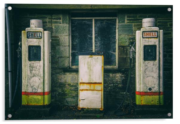 the old petrol station  Acrylic by Andrew chittock