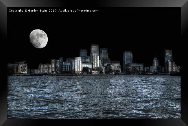 Moonlit Wharf Framed Print by Gordon Stein