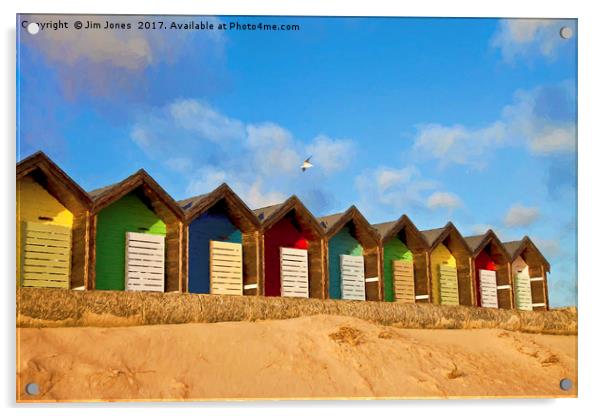 Painterly Beach Huts Acrylic by Jim Jones