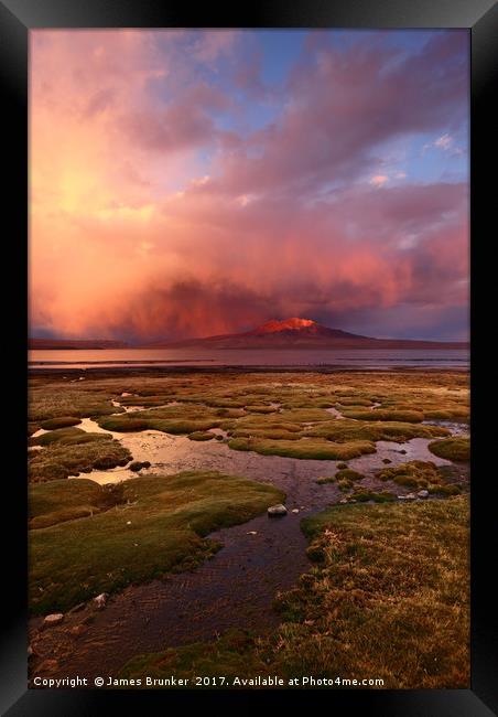 Stormy Sunset Over Lauca National Park Chile Framed Print by James Brunker
