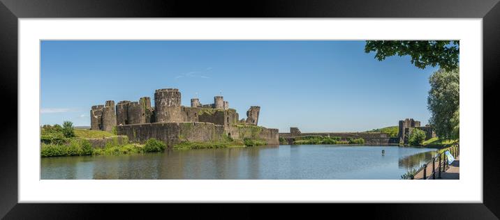 Caerphilly Castle Panorama South View Framed Mounted Print by Steve Purnell