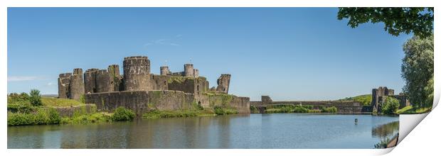 Caerphilly Castle Panorama South View Print by Steve Purnell