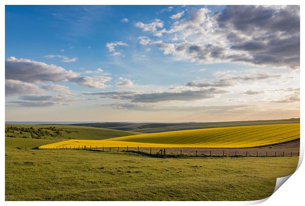 Blue Skies over rolling Sussex countryside Print by Nigel Smith