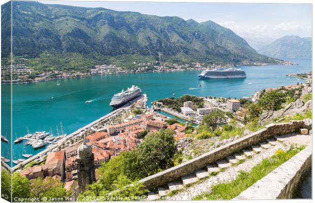 Kotor surrounded by fortifications  Canvas Print by Jason Wells
