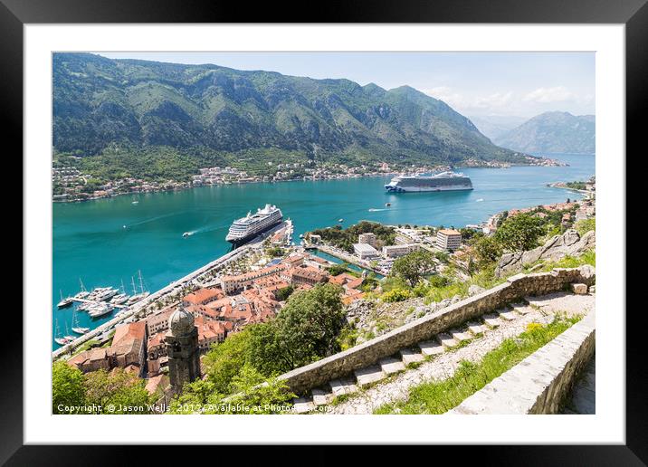 Kotor surrounded by fortifications  Framed Mounted Print by Jason Wells
