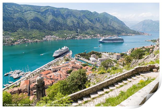 Kotor surrounded by fortifications  Print by Jason Wells