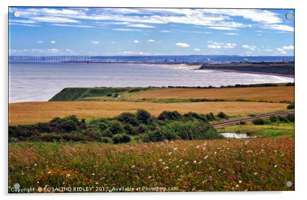 "Wild flowers , cornfields and blue sea 2" Acrylic by ROS RIDLEY