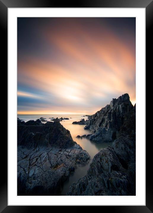 Twilight at Mortehoe Beach Framed Mounted Print by mark leader