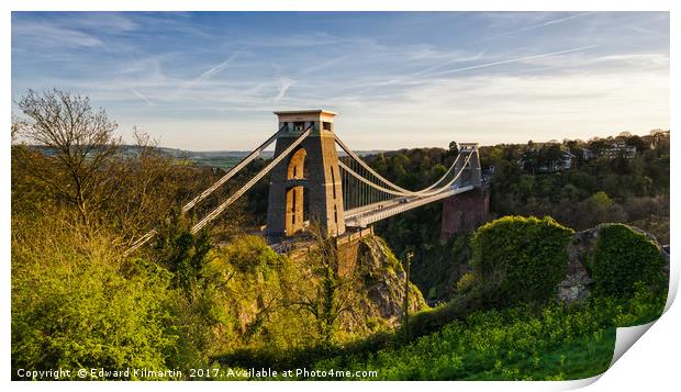 Clifton Suspension Bridge Print by Edward Kilmartin