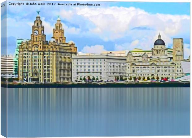 Liverpool Waterfront Skyline (Digital Art) Canvas Print by John Wain