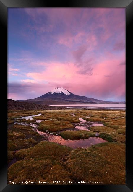 Parinacota Volcano Lauca National Park Chile Framed Print by James Brunker