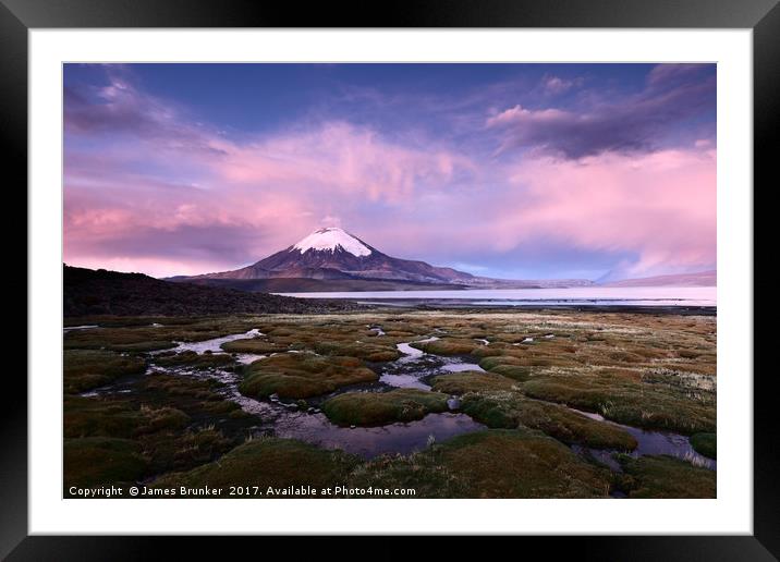 Parinacota Volcano and Lago Chungara Chile Framed Mounted Print by James Brunker