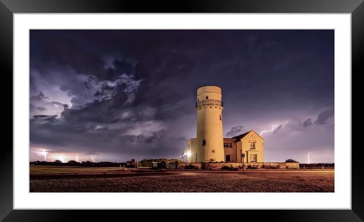 Lightning over the old lighthouse  Framed Mounted Print by Gary Pearson