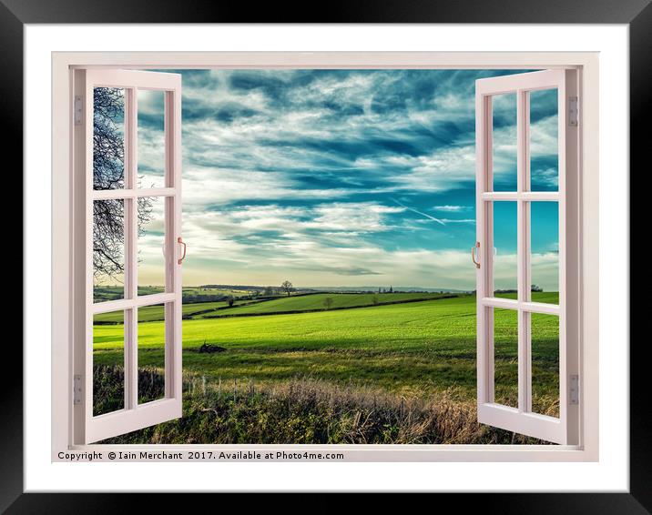 Window onto Sunlit Fields  Framed Mounted Print by Iain Merchant