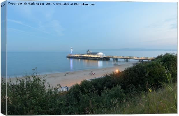 Long exposure of Bournemouth beach and pier Canvas Print by Mark Roper