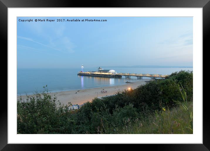 Long exposure of Bournemouth beach and pier Framed Mounted Print by Mark Roper