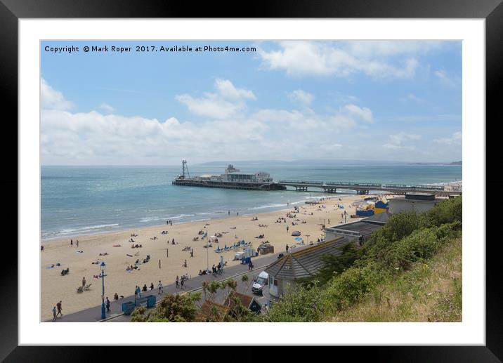 Bournemouth beach and pier Framed Mounted Print by Mark Roper