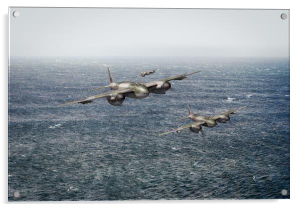 Mosquito fighter bombers over the North Sea Acrylic by Gary Eason