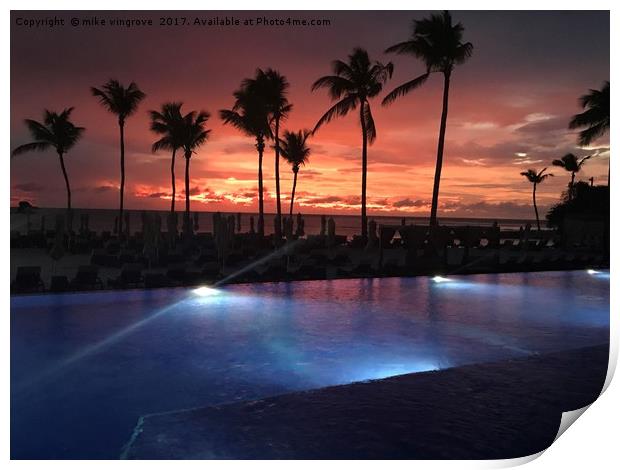 Caribbean Sunset  Print by mike wingrove