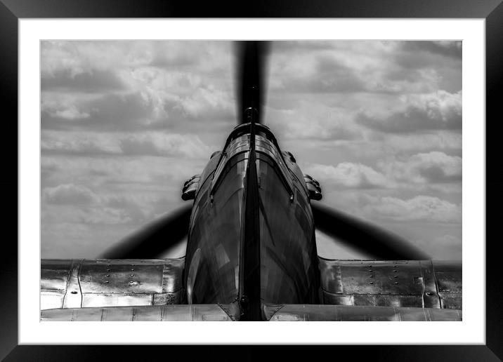 Hawker Hurricane Black and White Framed Mounted Print by Oxon Images
