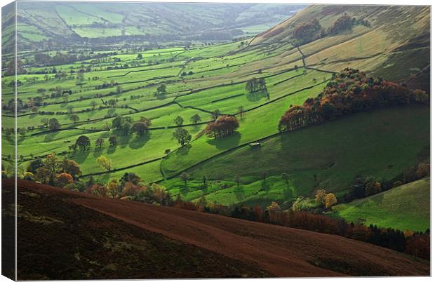 View of Edale valley from The Nab Canvas Print by Pete Hemington