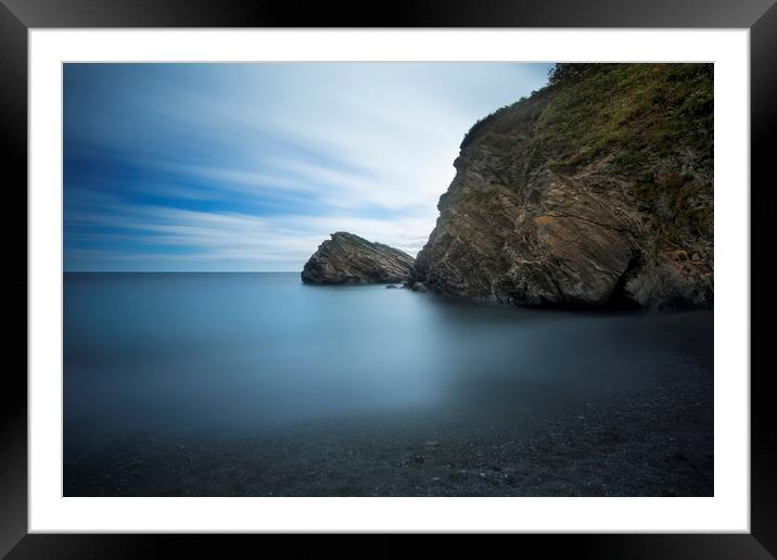 Lansallos a picturesque cove on the south cornwall Framed Mounted Print by Eddie John