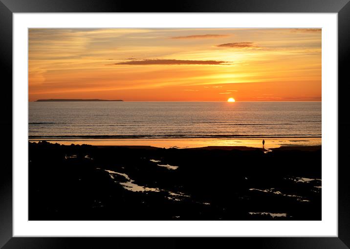 Lundy Sunset Framed Mounted Print by graham young