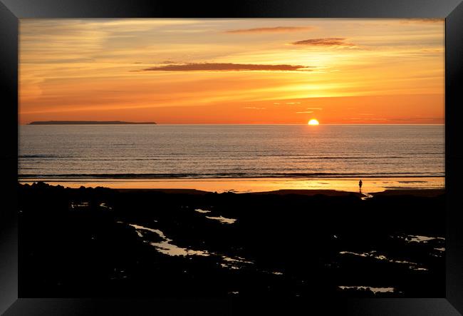 Lundy Sunset Framed Print by graham young