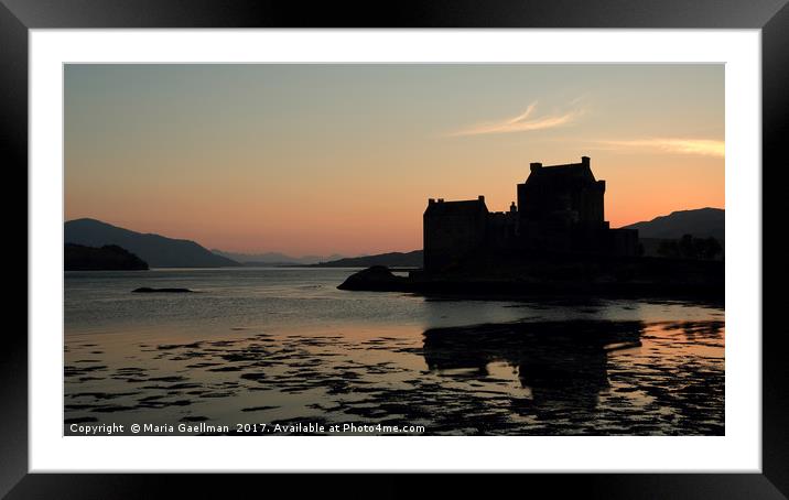 Eilean Donan Castle at Sunset in silhouette Framed Mounted Print by Maria Gaellman