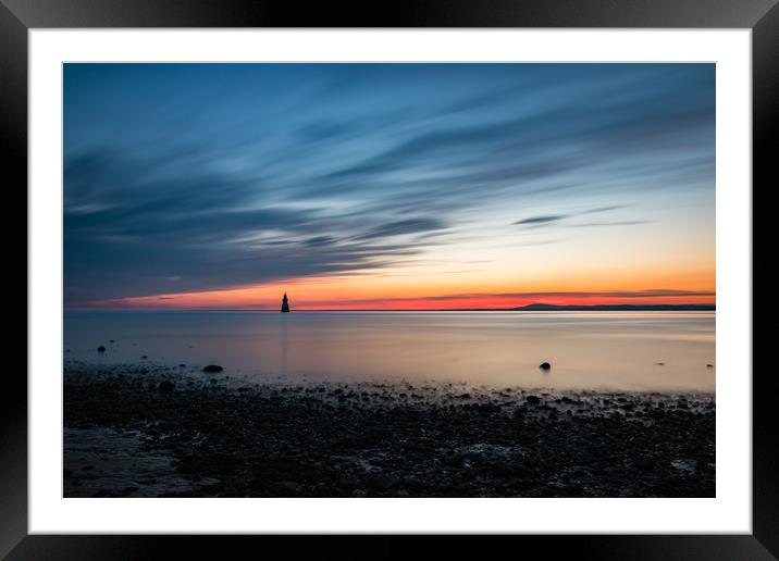 Sunset over Plover Scar Lighthouse Framed Mounted Print by Nigel Smith
