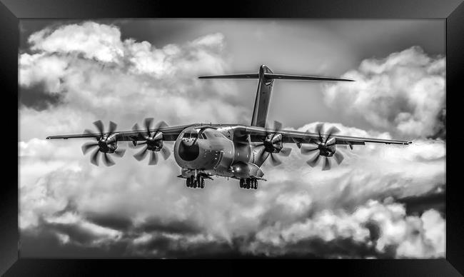 Airbus A400M Atlas ZM412 - Mono Framed Print by Gareth Burge Photography