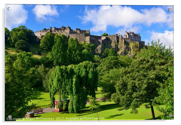 Edinburgh Castle and Princes Street Gardens Acrylic by Angus McComiskey