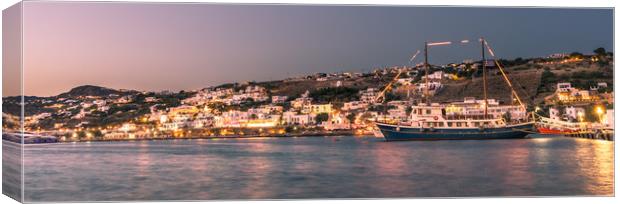 Mykonos town by night  Canvas Print by Naylor's Photography