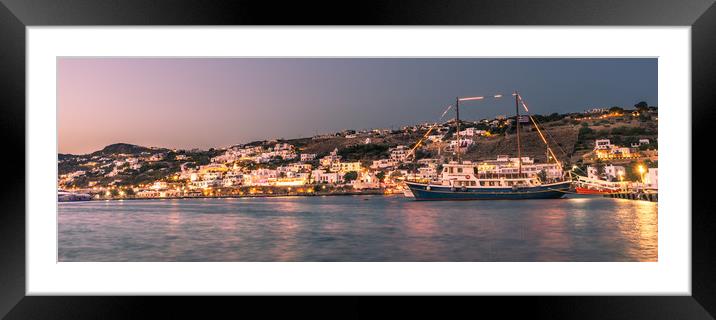 Mykonos town by night  Framed Mounted Print by Naylor's Photography