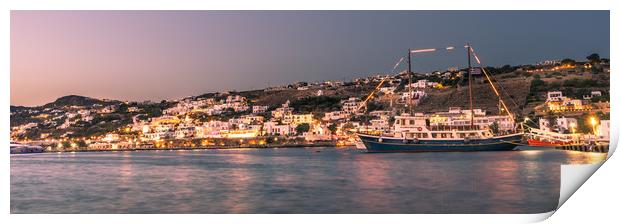 Mykonos town by night  Print by Naylor's Photography