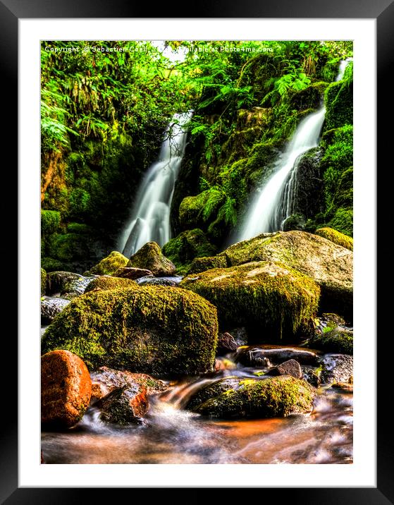 Venford waterfall on the Dartmoor national park Framed Mounted Print by Sebastien Coell