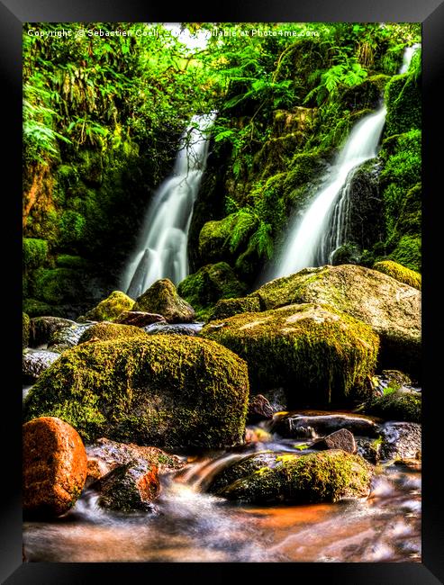 Venford waterfall on the Dartmoor national park Framed Print by Sebastien Coell