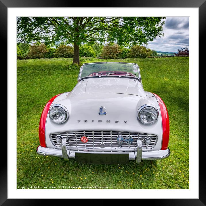 Classic Triumph TR3a Framed Mounted Print by Adrian Evans