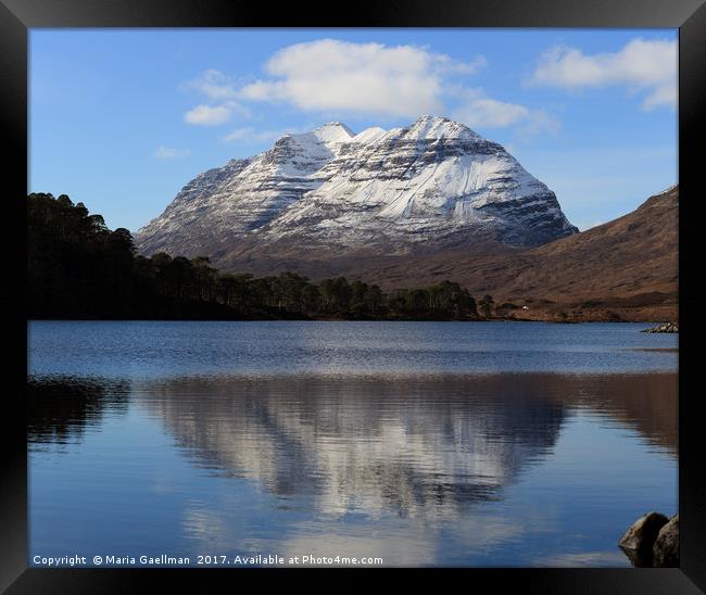 Liathach and Loch Clair Reflections in Panorama Framed Print by Maria Gaellman