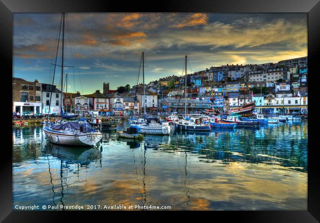 Twilight in Brixham Framed Print by Paul F Prestidge