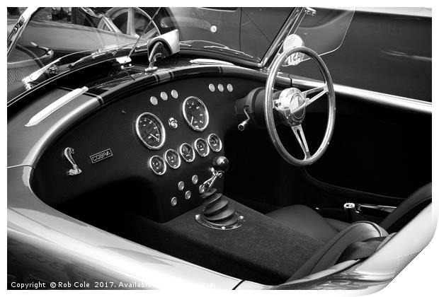AC Cobra Drivers Cockpit Print by Rob Cole